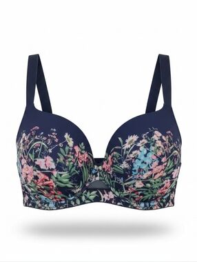 Cacique Navy Floral Women's Bra. 44DD.